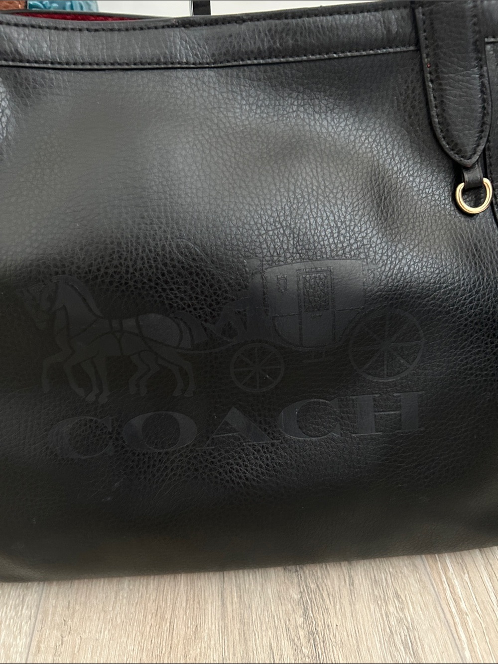 Coach Vintage Horse & Carriage Embossed Black Leather Tote